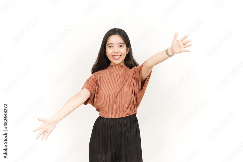 Give a Hug Of Beautiful Asian Woman Isolated On White Background Give a Hug Of Beautiful Asian Woman Isolated On White Background