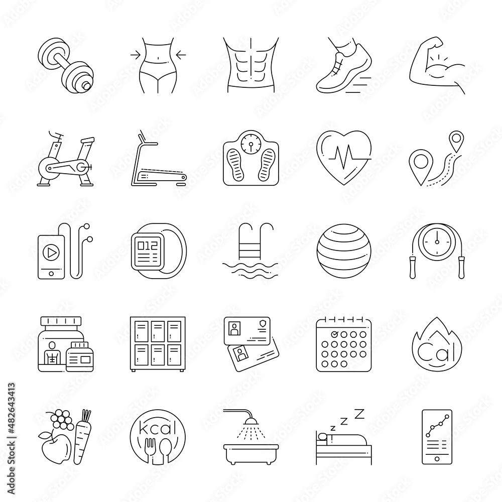 A set of line icons that include editable strokes or outlines using the EPS vector file, exercising, workout, fitness, healthy lifestyle, icons, vector illustration.
A set of line icons that include editable strokes or outlines using the EPS vector file, exercising, workout, fitness, healthy lifestyle, icons, vector illustration.