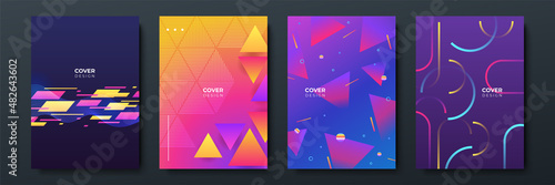 Abstract trendy gradient flowing geometric pattern background texture for poster cover design. Minimal color gradient banner template. Modern vector wave shape for brochure
