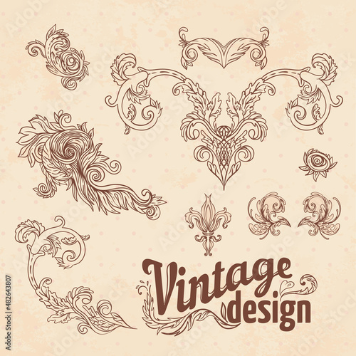Seamless vintage background brown baroque pattern