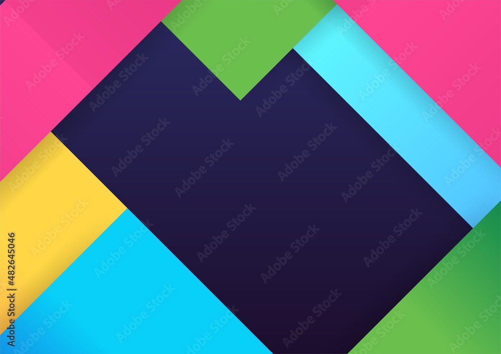 Modern colorful abstract geometric background. Minimal trendy geometric background. Presentation title slide design template with dynamic shapes composition.