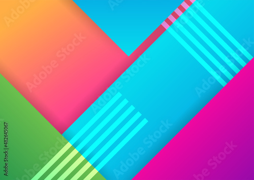 Modern colorful abstract geometric background. Minimal trendy geometric background. Presentation title slide design template with dynamic shapes composition.