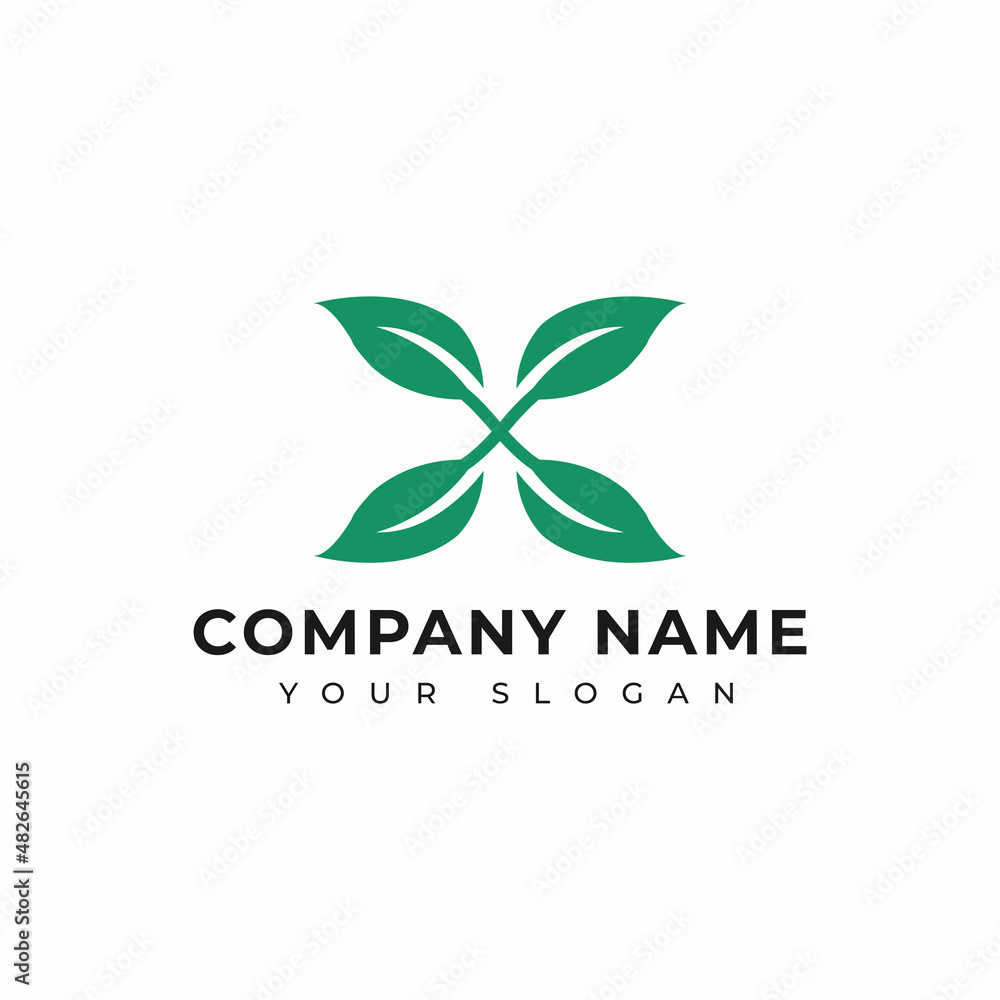 Letter X leaf logo vector design template Letter X leaf logo vector design template