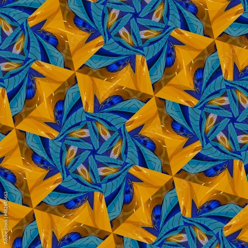 Background pattern summer textile print blue triangular geometric fashion ornament texture