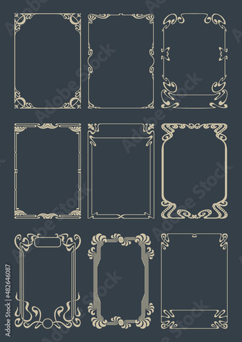 Art Nouveau Frame Set, Templates for Retro Posters, Covers, Invitations