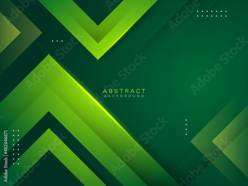 green abstract background with modern gradient realistic triangular paper cut shape