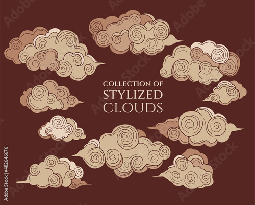 collection of stylized colored clouds