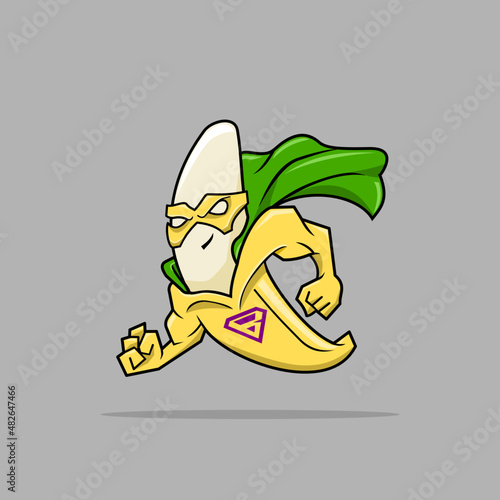 muscle banana mascot illustration