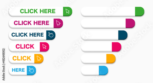 Click here vector set icon