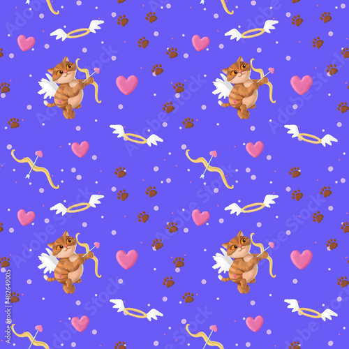 Seamless pattern. Background for Valentine's Day. The image can be printed on fabric, gift bags, etc. © ira