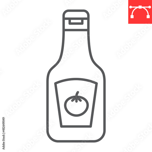 Ketchup line icon, spice and food, ketchup vector icon, vector graphics, editable stroke outline sign, eps 10.