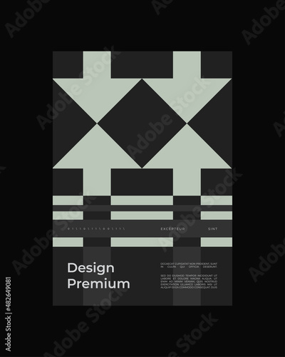 Abstract Poster Design. Vertical A4 format. Bauhaus brochure. Modernism aesthetics. Minimal illustration brutalism inspired.