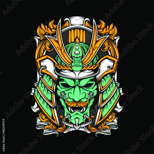 samurai helmet illustration