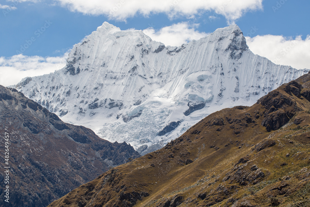 View of the Chacraraju mountain, in the Cordillera Blanca of Ancash, Peru