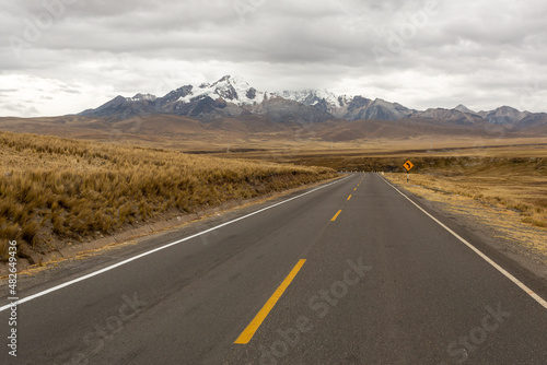 Panoramic image of a road in the Andes of Peru