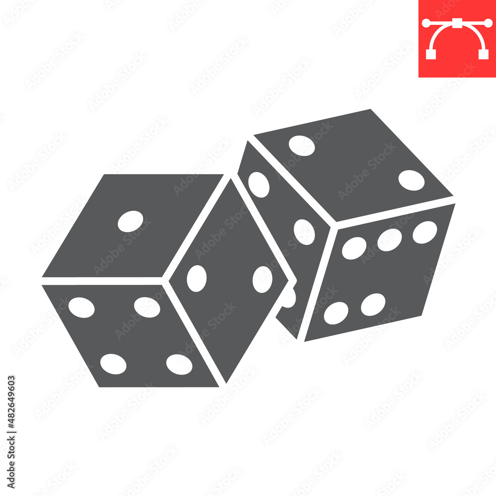 Dice glyph icon, fortune and luck, casino dice vector icon, vector graphics, editable stroke solid sign, eps 10. Dice glyph icon, fortune and luck, casino dice vector icon, vector graphics, editable stroke solid sign, eps 10.