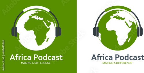 Africa World Eco-Friendly Podcast Music Broadcast Talk Speech Professional Template Editable Logo Design Symbol Vector 