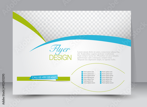 Flyer, brochure, magazine cover template design landscape orientation for education, presentation, website. Green and blue color. Editable vector illustration.