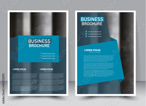Flyer design template. Annual report cover.  Brochure background. For magazine front page, business, education, presentation. Vector illustration a4 size. Blue color.