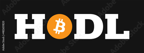 Hodl Bitcoin BTC icon cryptocurrency vector Illustration. Best used for t-shirts, mugs, crypto memes, posters, web design, marketing, bull and bear market trading.