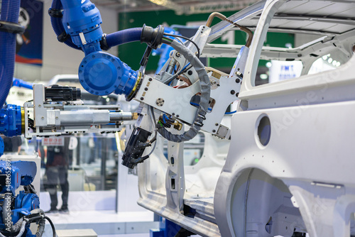 robot arm working in factory