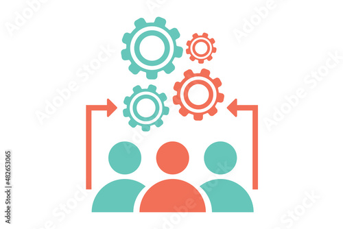 A person with too many cogwheels on white background for website, application, printing, document, poster design, etc. vector EPS10