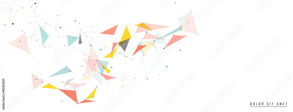 Network connection technology. Vector connect dots and lines. Abstract polygonal design. Color triangle concept