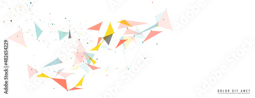 Network connection technology. Vector connect dots and lines. Abstract polygonal design. Color triangle concept