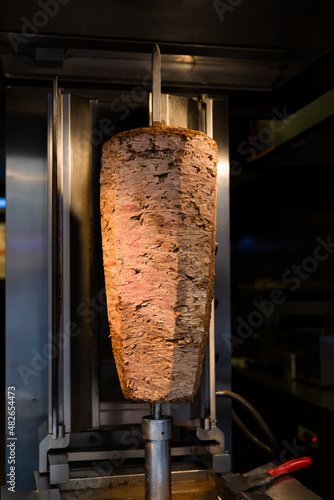 Turkish doner on a vertical kebab grill