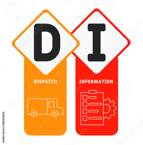 DI - Dispatch Information acronym. business concept background. vector illustration concept with keywords and icons. lettering illustration with icons for web banner, flyer, landing pag