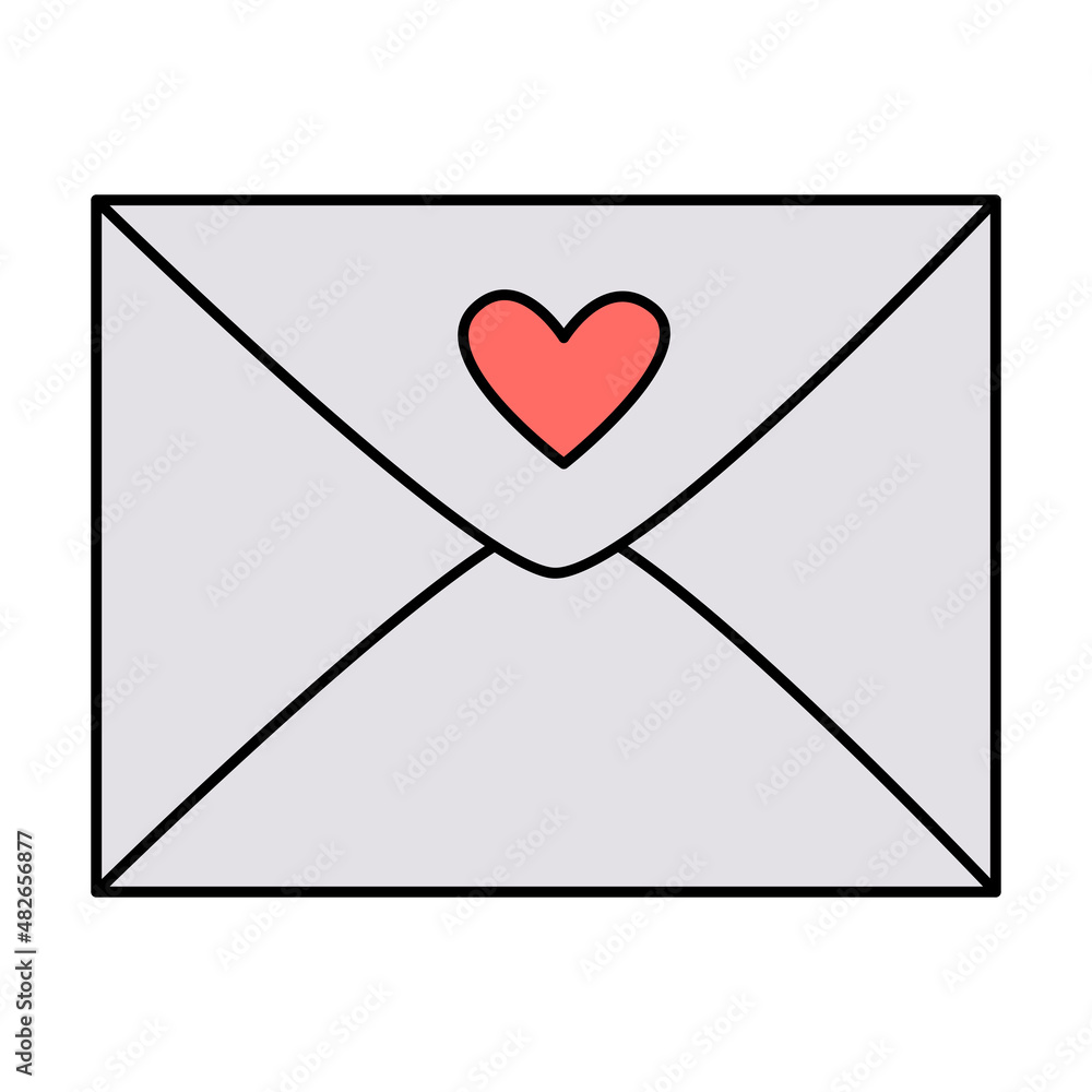 Valentine's Day letter with love heart doodle vector illustrations colored hand drawn Valentine's Day letter with love heart doodle vector illustrations colored hand drawn