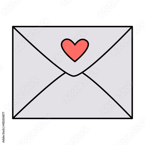 Valentine's Day letter with love heart doodle vector illustrations colored hand drawn