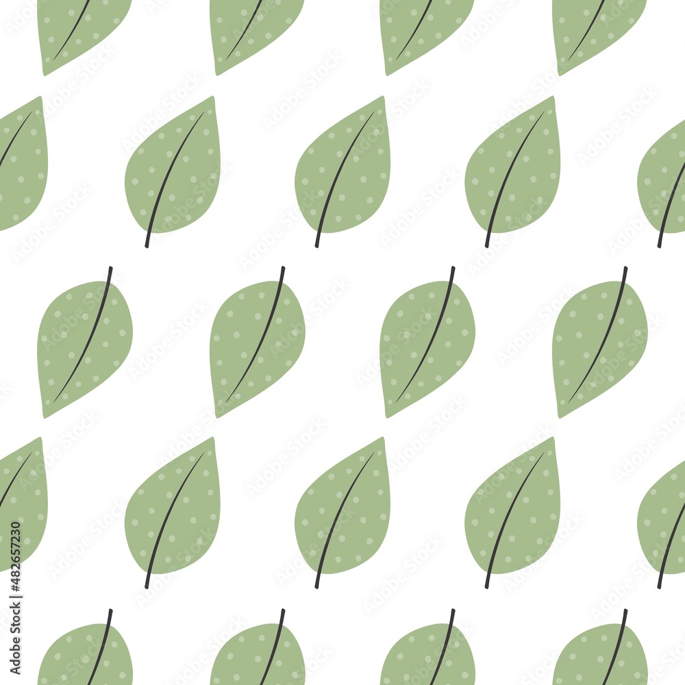Obraz premium lovely flower pattern - cute green plant leaves on a white background