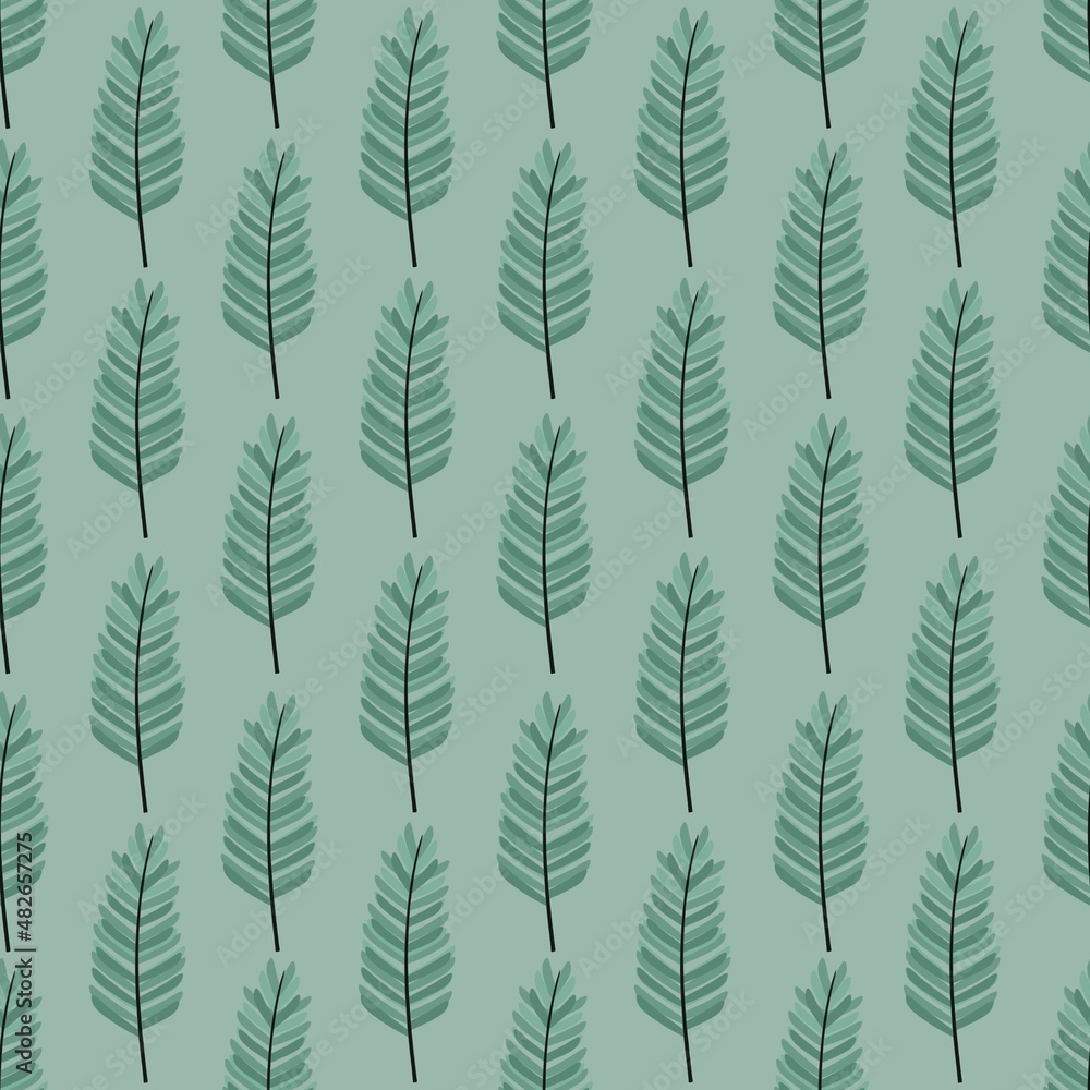 simple cute floral pattern - beautiful leaves of a plant on a green background simple cute floral pattern - beautiful leaves of a plant on a green background