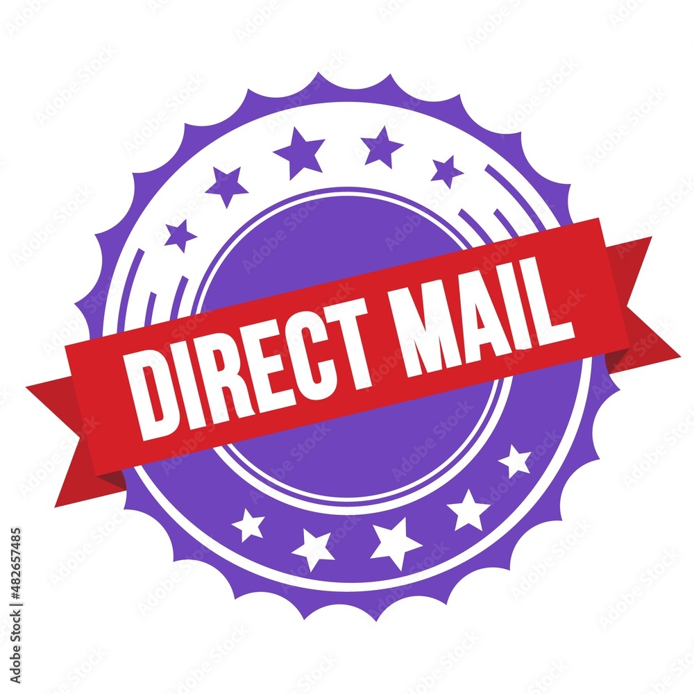 DIRECT MAIL text on red violet ribbon stamp. DIRECT MAIL text on red violet ribbon stamp.