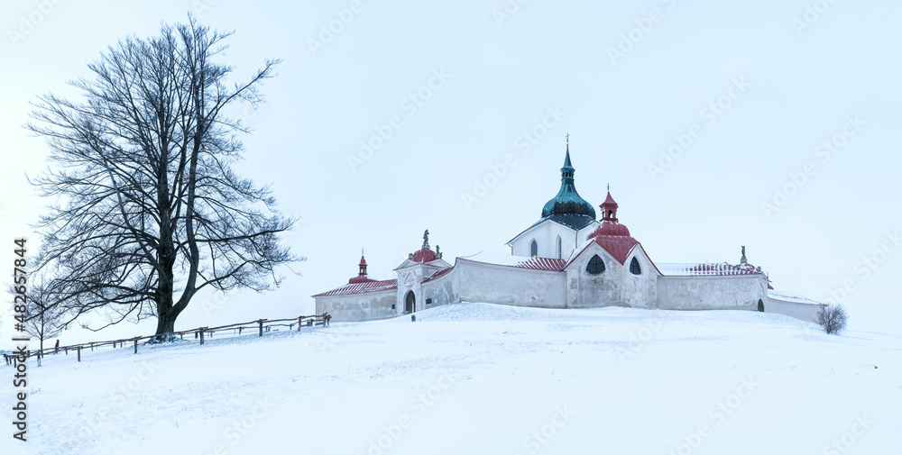 Winter photo of Pilgrimage Church of Saint John of Nepomuk at Zelena Hora, Zdar nad Sazavou, Czech Republic Winter photo of Pilgrimage Church of Saint John of Nepomuk at Zelena Hora, Zdar nad Sazavou, Czech Republic