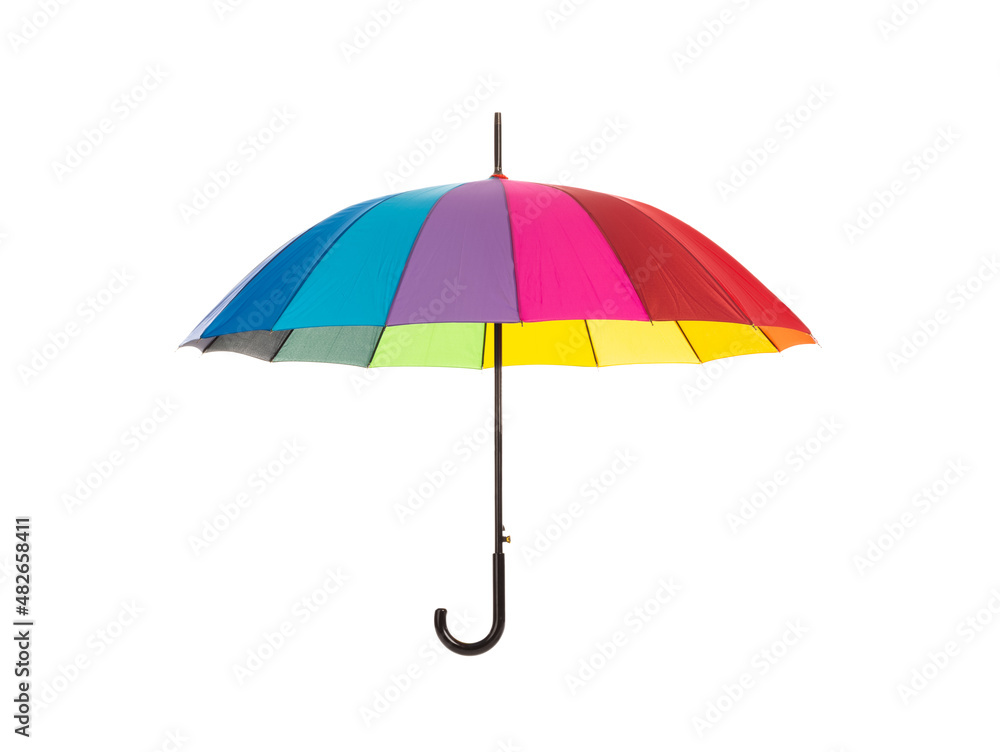 multicolored umbrella isolated on white background - obrazy, fototapety, plakaty 