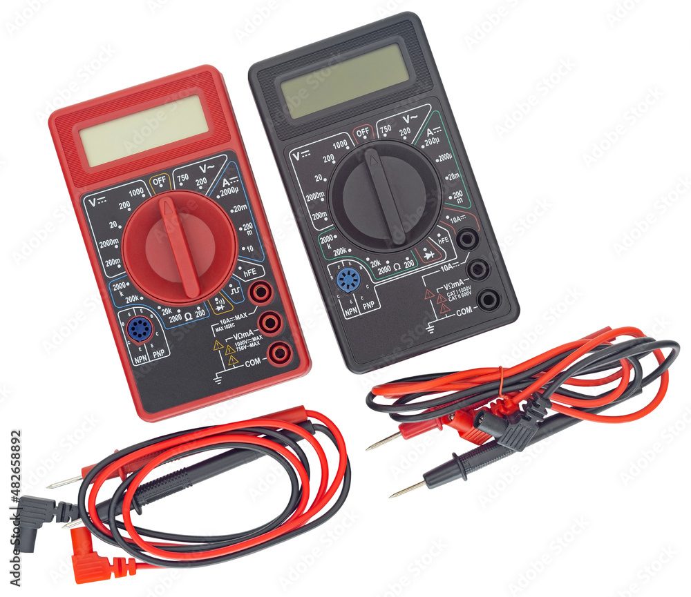 Digital multimeters on white Digital multimeters on white