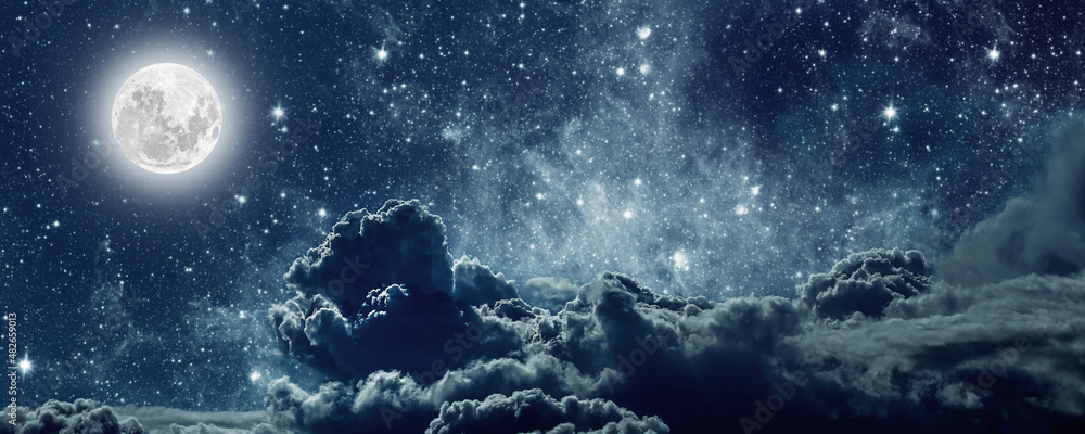 backgrounds night sky with stars and clouds. Stock Photo | Adobe Stock