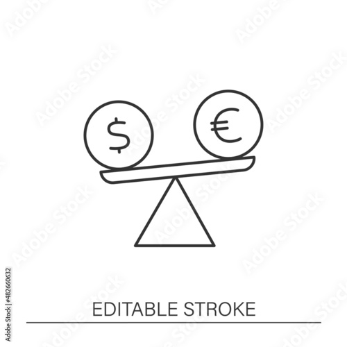  Cash-flow line icon.Unstable exchange rate. Liquidity crisis. Stock market crash. Economic recovery concept. Isolated vector illustration.Editable stroke