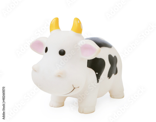 Cow rubber toy isolated on white background