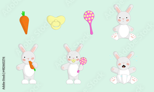 set of funny bunnies