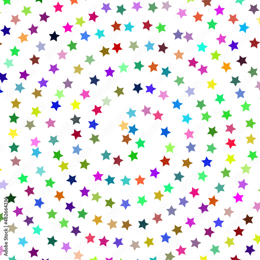 Circular pattern of small colored stars	