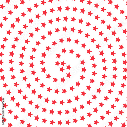 Circular pattern of red stars on white background	