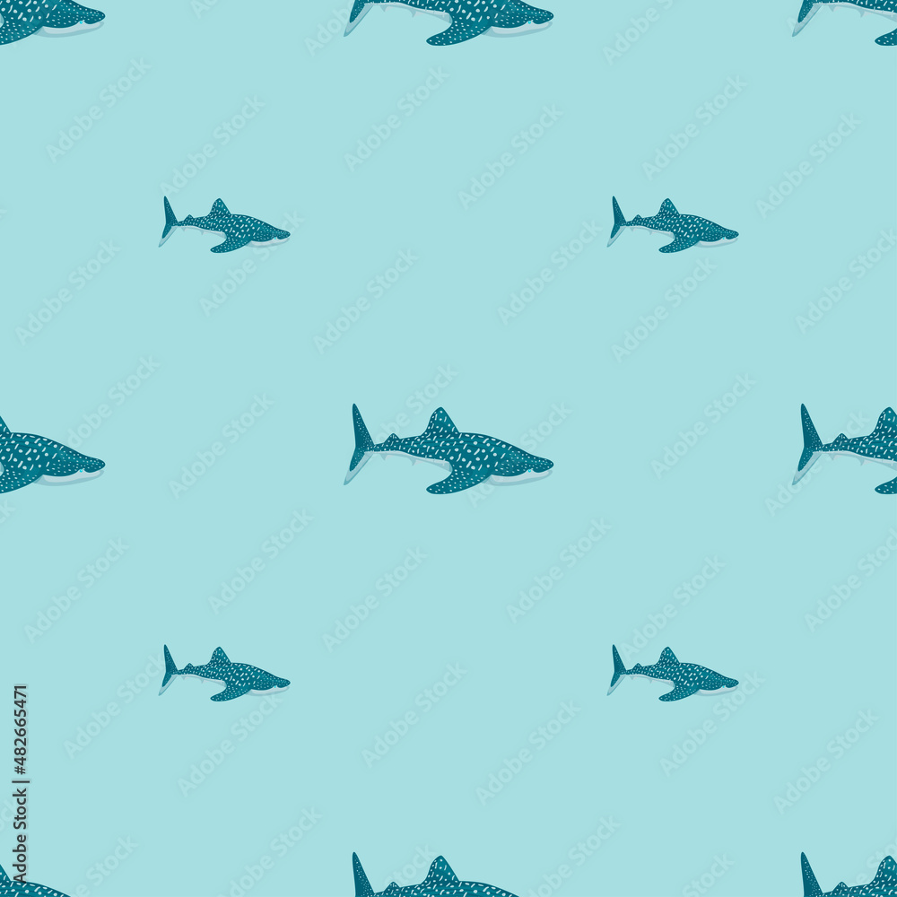 Whale shark seamless pattern in scandinavian style. Marine animals background. Vector illustration for children funny textile. Whale shark seamless pattern in scandinavian style. Marine animals background. Vector illustration for children funny textile.