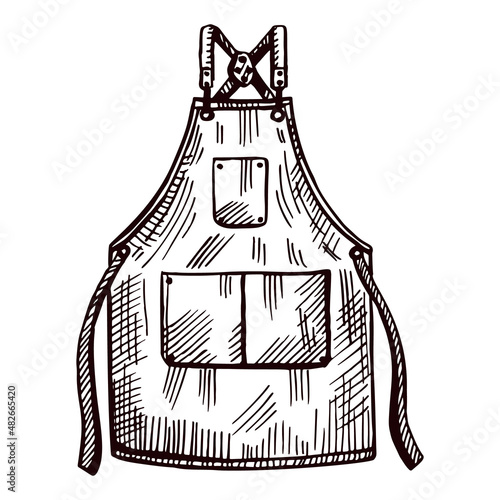 Apron sketch isolated. Chef inventory for kitchen in hand drawn style.