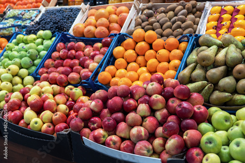 Assortment of fresh fruits at market