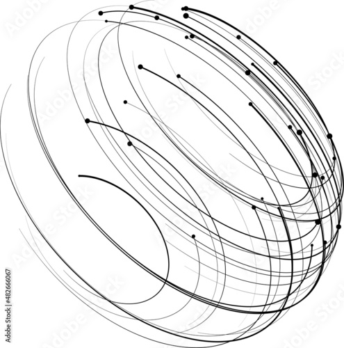 Point and curve constructed the sphere wire frame, technological abstract illustration.