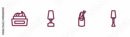 Set line Bottle of nail polish, Nail manicure, Milling cutter for and icon. Vector
