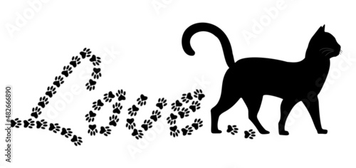 My cat is my valentine, love banner, vector illustration	